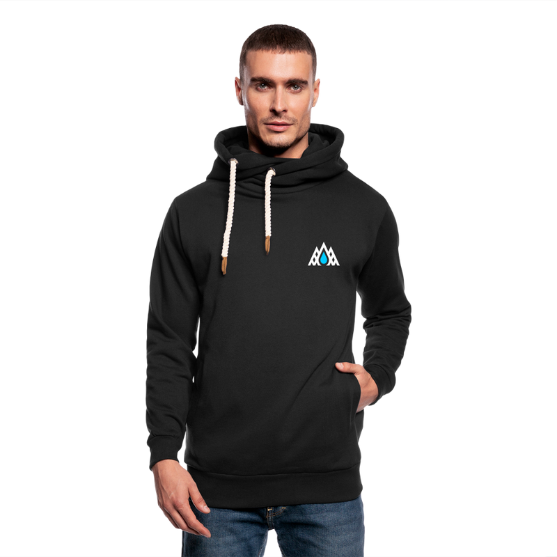 Shawl Collar Hoodie- Mountain Skier - black